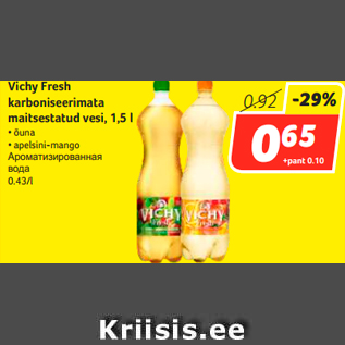 Allahindlus - Vichy Fresh karboniseerimata maitsestatud vesi, 1,5 l