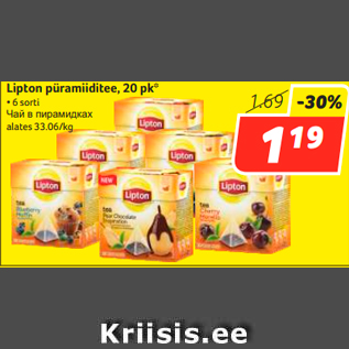 Allahindlus - Lipton püramiiditee, 20 pk* • 6 sorti