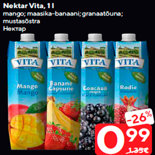 Allahindlus - Nektar Vita, 1 l mango; maasika-banaani; granaatõuna; mustasõstra