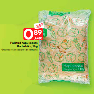 Allahindlus - Pakitud hapukapsas Kadarbiku, 1 kg