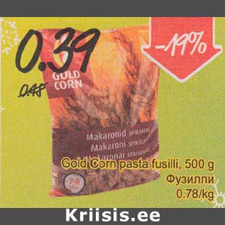 Allahindlus - Gold Corn pasta fusilli, 500 g