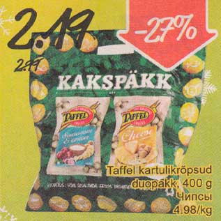 Allahindlus - Taffel kаrtulikrõрsud duopakk, 400 g