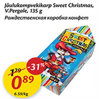 Allahindlus - Jõulukompvekikarp Sweet Christas, V.Pergale, 135 g