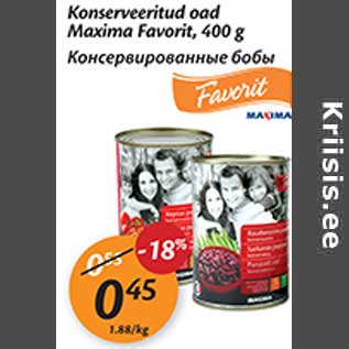 Allahindlus - Konserveeritud oad Maxima Favorit, 400 g