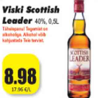 Allahindlus - Viski Scottish Leader 40%, 0,5 l