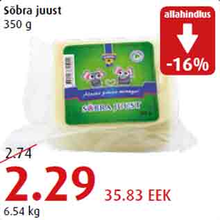 Allahindlus - Sõbra juust 350 g