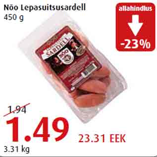 Allahindlus - Nõo Lepasuitsusardell 450 g