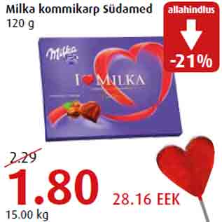 Allahindlus - Milka kommikarp Südamed 120 g