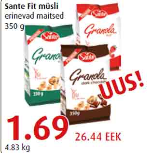 Allahindlus - Sante Fit müsli erinevad maitsed 350 g