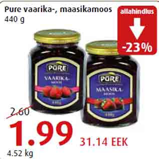 Allahindlus - Pure vaarika-, maasikamoos 440 g