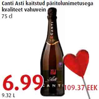 Allahindlus - Canti Asti kaitstud päritolunimetusega kvaliteet vahuvein 75 cl