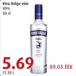 Allahindlus - Viru Valge viin 40% 50 cl