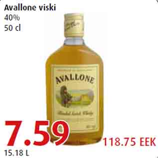 Allahindlus - Avallone viski 40% 50 cl