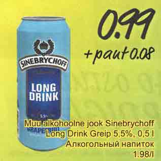 Allahindlus - Muu alkohoolne jook Sinebrychoff Long Drink Greip 5,5%, 0,5l