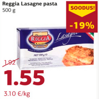 Allahindlus - Reggia Lasagne pasta 500 g