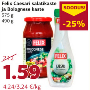 Allahindlus - Felix Caesari salatikaste ja Bolognese kaste