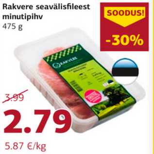 Allahindlus - Rakvere seavälisfileest minutipihv 475 g