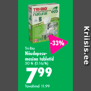 Allahindlus - Tri-Bio Nõudepesumasina tabletid 50 tk