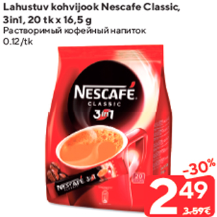 Allahindlus - Lahustuv kohvijook Nescafe Classic, 3in1, 20 tk x 16,5 g