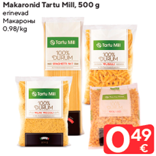 Allahindlus - Makaronid Tartu Mill, 500 g