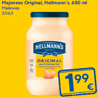 Allahindlus - Majonees Original, Hellmann’s, 650 ml