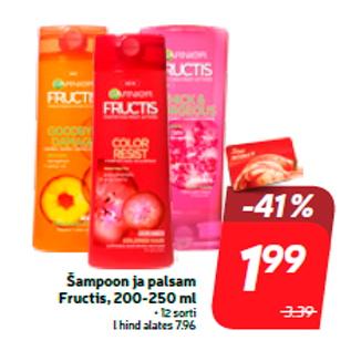 Allahindlus - Šampoon ja palsam Fructis, 200-250 ml