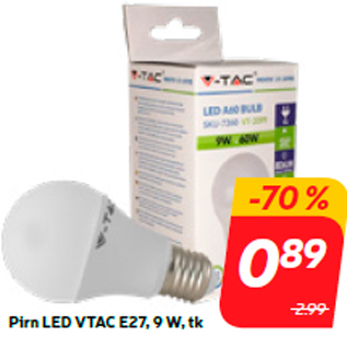 Allahindlus - Pirn LED VTAC E27, 9 W, tk