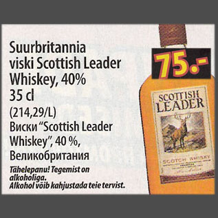 Allahindlus - Suurbritannia viski Scottish Leader Whiskey, 40%, 35 cl