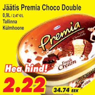 Allahindlus - Jäätis Premia Choco Double