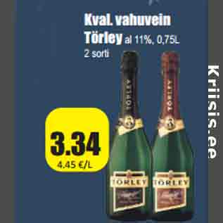 Allahindlus - Kval. vahuvein Törley al 11%, 0,75L 2 sorti