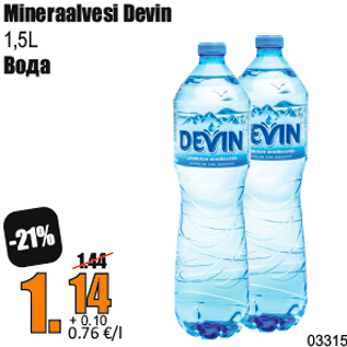 Allahindlus - Mineraalvesi Devin 1,5L