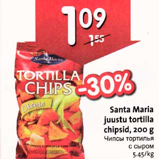 Allahindlus - Santa Maria juustu tortilla chipsid, 200 g