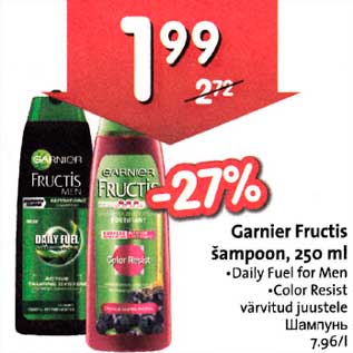 Allahindlus - Garnier Fructis šаmрооn, 250 ml .Daily Fuеl for Men .Color Resist värvitud juustele