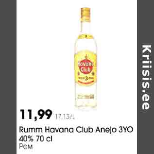 Allahindlus - Rumm Нavana Club Anejo 3YO 40% 70 cl