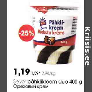 Allahindlus - Selver pähklikreem duo 400 g