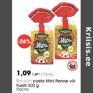 Allahindlus - Panzani pasta Mini Penne või Fusilli 500 g