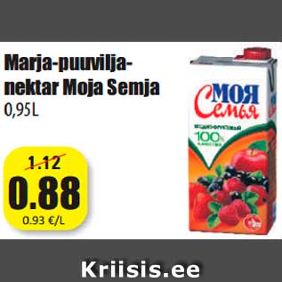 Allahindlus - Marja-puuviljanektar Moja Semja 0,95 l