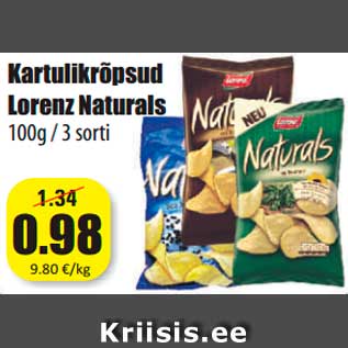 Allahindlus - Kartulikrõpsud Lorenz Naturals