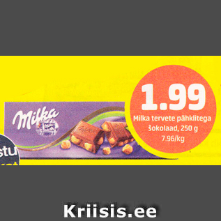 Allahindlus - Milka tervete pähklitega šokolaad, 250 g