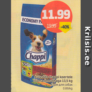 Allahindlus - Kuivsööt Chappi koertele looma-linnulihaga 13,5 kg