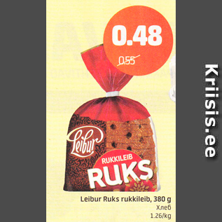 Allahindlus - Leibur Ruks rukkileib, 380 g