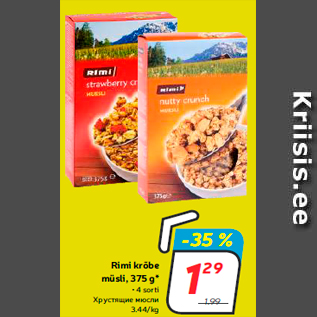 Allahindlus - Rimi krõbe müsli, 375 g* • 4 sorti