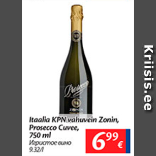 Allahindlus - Itaalia KPN vahuvein Zonin, Prosecco Cuvee, 750 ml