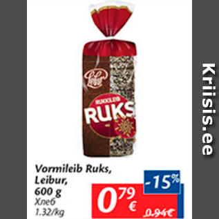 Allahindlus - Vormileib Ruks, Leibur, 600 g