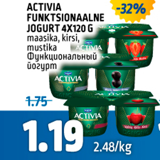 Allahindlus - ACTIVIA FUNKTSIONAALNE JOGURT 4 X 120 G