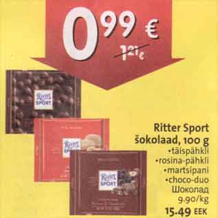 Allahindlus - Ritter Sport šokolaad