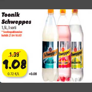 Allahindlus - Toonik Schweppes 1,5l 3 sorti