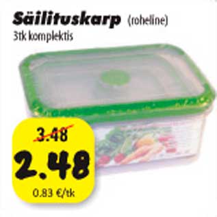 Allahindlus - Säilituskarp (roheline) 3tk komplektis