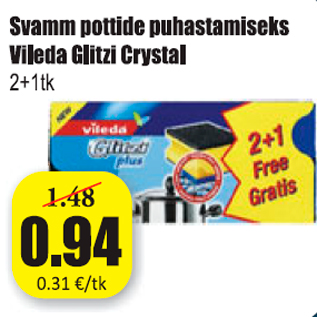 Allahindlus - Svamm pottide puhastamiseks Vileda Glitzi Crystal