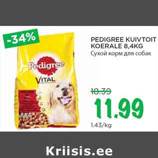 Allahindlus - PEDIGREE KUIVTOIT KOERALE 8,4KG